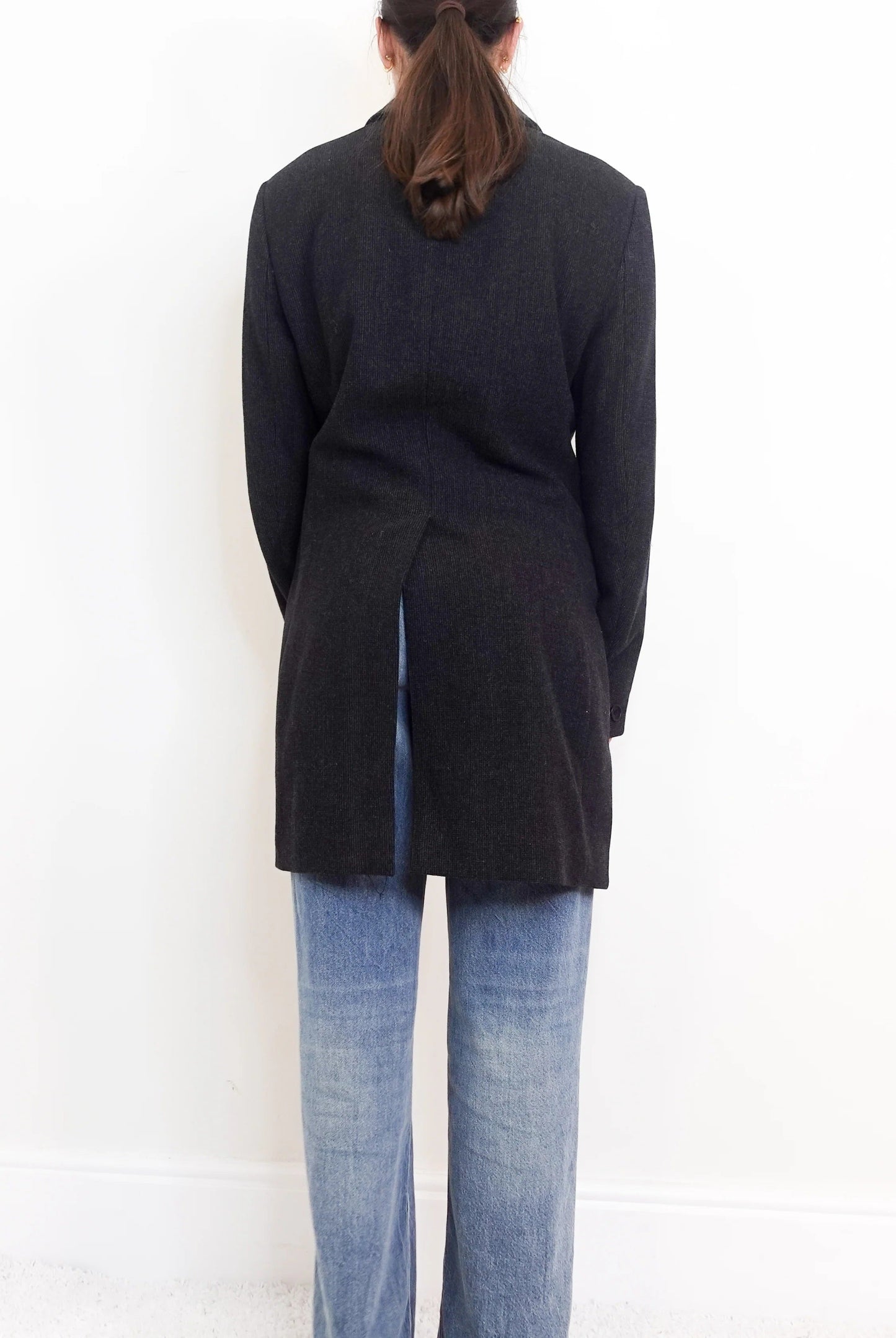 All Saints Black Plaid Coat