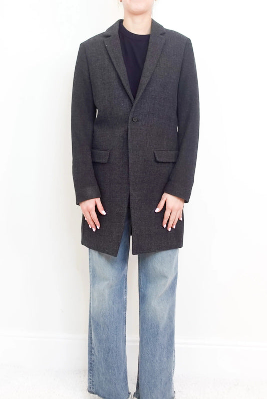 All Saints Black Plaid Coat